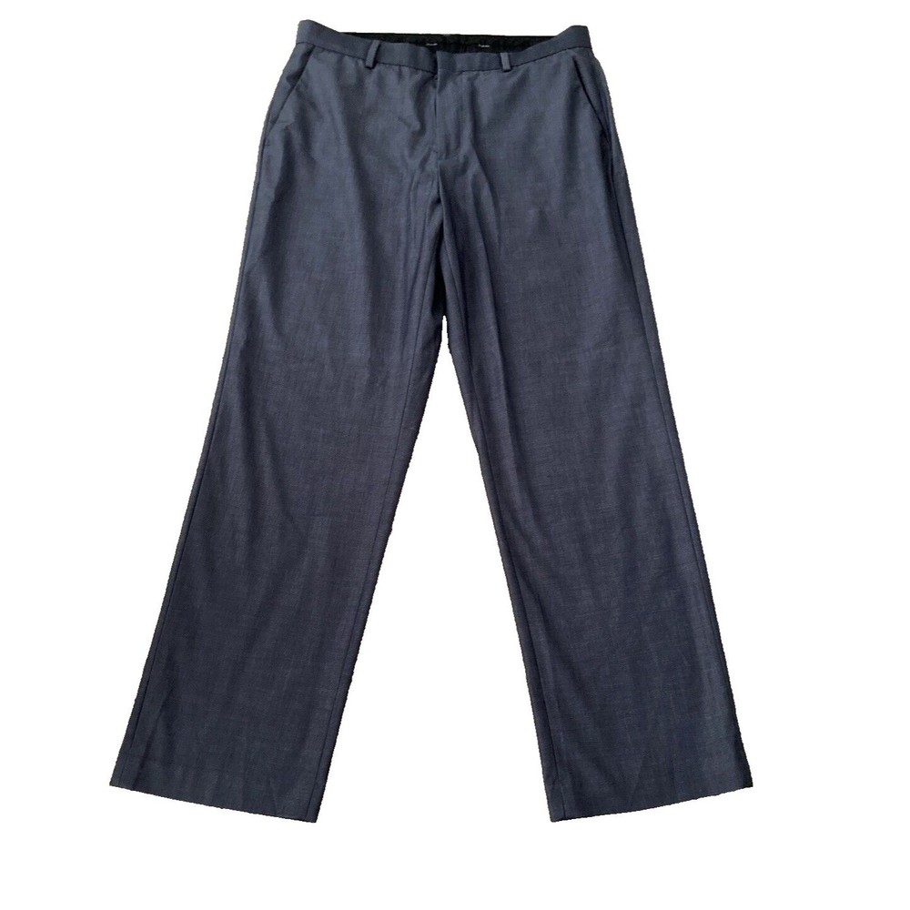 Calvin Klein Dress Pants Mens Size 32x30 Gray Flat Front Polyester Blend